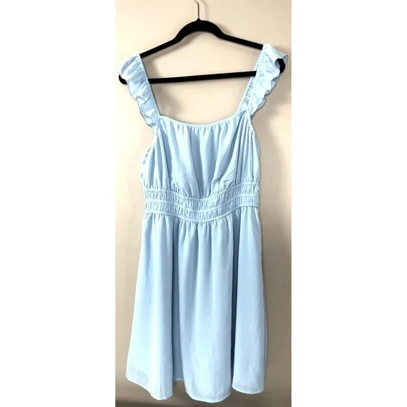 Milkmaid Dress Medium Light Blue Ruffle Peasant Cottagecore Fairy Whimsy Spring - Picture 1 of 9